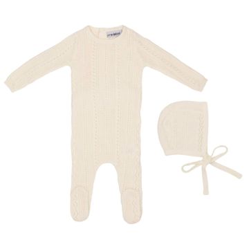 Mini Label Pointelle Knit Footie and Hat