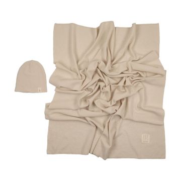 Peluche Knit Swaddle and Beanie Set