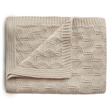 Mushie Knitted Honeycomb Baby Blanket Beige