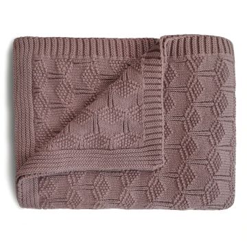Mushie Knitted Honeycomb Baby Blanket Desert Rose