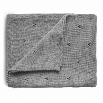 Mushie Knitted Pointelle Blanket Grey Melange 