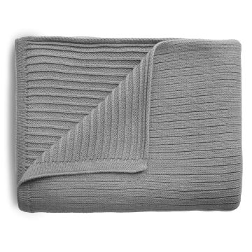 Mushie Knitted Rib Baby Blanket Grey Melange