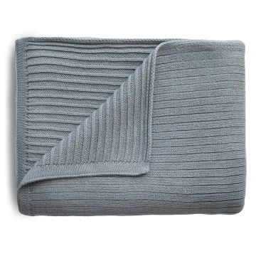 Mushie Knitted Rib Baby Blanket Smoke
