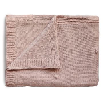 Mushie Knitted Textured Dots Baby Blanket Blush