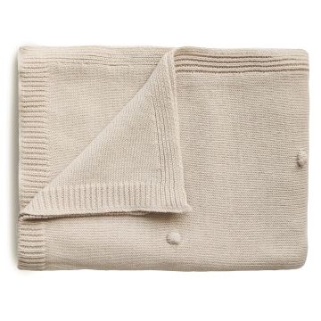 Mushie Knitted Textured Dots Baby Blanket Off White Melange