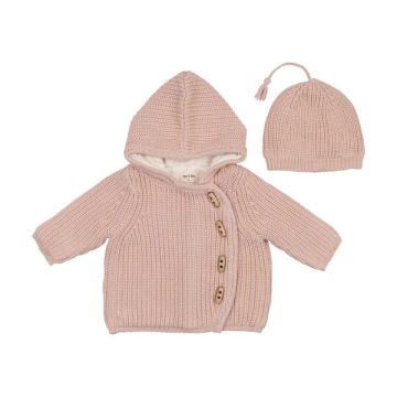 Bee and Dee Knit Toggle Jacket Pink Toast
