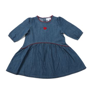 Bopop Denim Scallop LS Dress