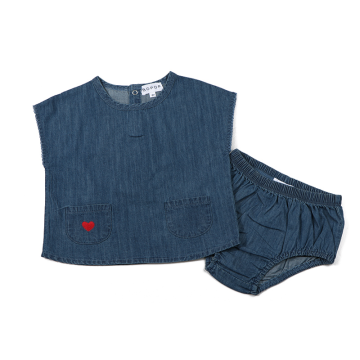 Bopop Denim Scallop Girl Set