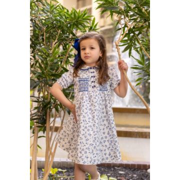 Limonana White And Blue Floral Dress