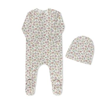 Tricot Liberty Print Footie+Beanie Floral