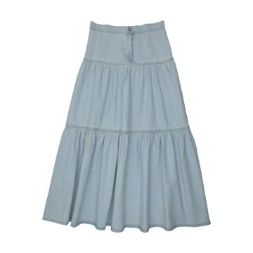 Lil Legs Denim Tiered Maxi Skirt
