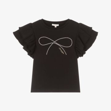 Lili Gaufrette GIRLS SS TSHIRT W RUFFLES ON SLEEVE Jet Black