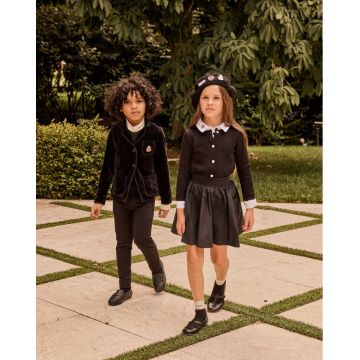 Little Parni Velour Blazer Black