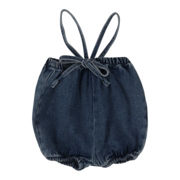 Lil Legs DENIM BUBBLE SUSPENDER SHORTS