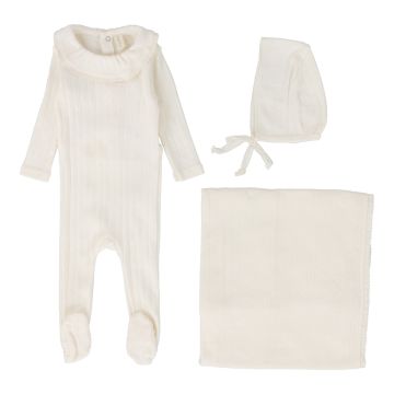 Lilette FINE POINTELLE RUFFLE LAYETTE SET MILK