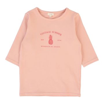 Lil Legs GIRLS PRINT TEE THREE QUARTER SLEEVE TEE CORAL
