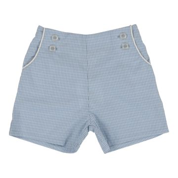Lil Legs WINDOWPANE BUTTON SHORTS Light Blue