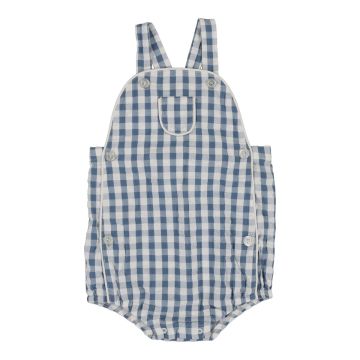 Lil Legs GINGHAM SUSPENDER ROMPER BRIGHT BLUE