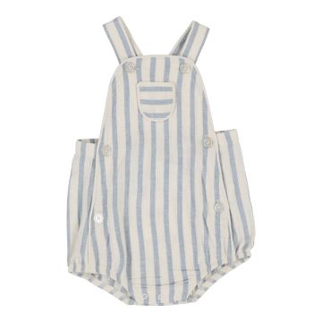 Lil Legs Linen Stripe Pocket Romper - Blue Lil Legs Linen Stripe Pocket Romper - Blue