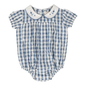 Lil Legs GINGHAM GIRLS ROMPER BRIGHT BLUE