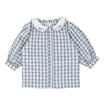 Lil Legs GINGHAM GIRLS SHIRT BRIGHT BLUE
