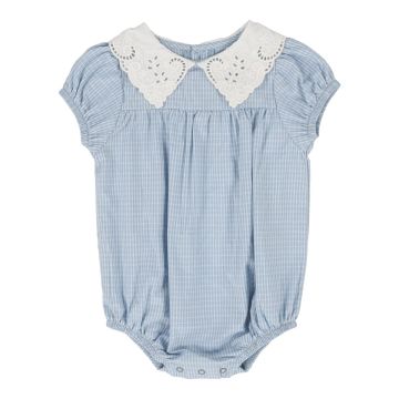 Lil Legs WINDOWPANE ROMPER Light Blue