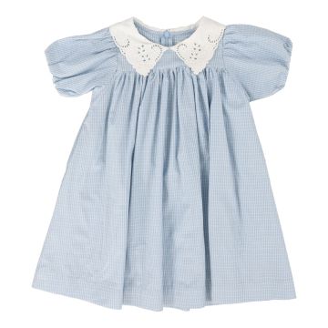 Lil Legs WINDOWPANE DRESS SS Light Blue