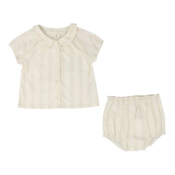 LilLegs IVY STRIPE PUFF SLEEVE SET Cream/Pink 