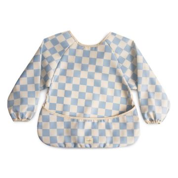 Mushie Long Sleeve Bib Blue Check
