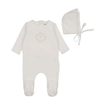 Bee & Dee Lovely Loops Velour Footie with Bonnet