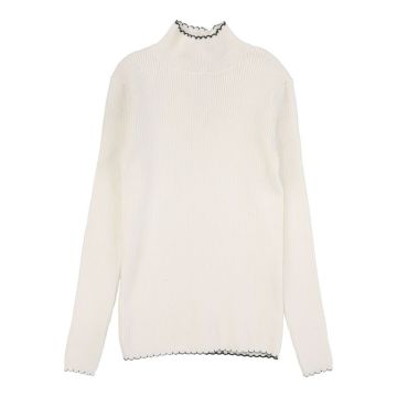 Lil Legs Scalloped knit Mockneck Cream