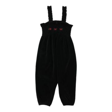 Lil Legs Velour Smocked Romper Black