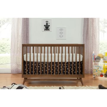 Babyletto Peggy Mid-Century 3-in-1 Crib W/ToddlerBedCoversion Kit in Natural Walnut 