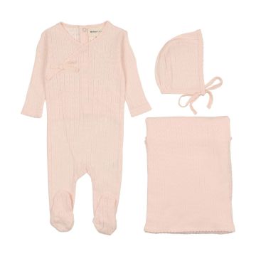 Mema Knits Pointelle Heart Three Piece Set
