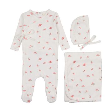 Mema Knits Pointelle Floral Three Piece Set