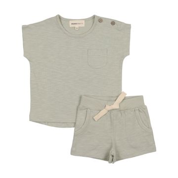 Mema Knits Boys Short Sleeve Tee + Shorts Mint Green