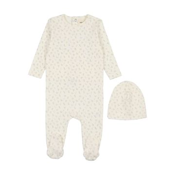 Mema Knits Cherry Print Footie + Beanie