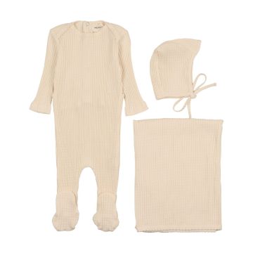 Mema Knits Picot Edge Textured Three Peice Set