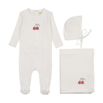 Mema Knits Embroidered Cherry Three Piece Set