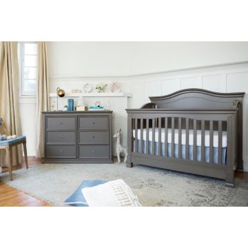 Million Dollar Baby Louis Crib Bundle - Crib and Dresser In Manor Grey Finish
