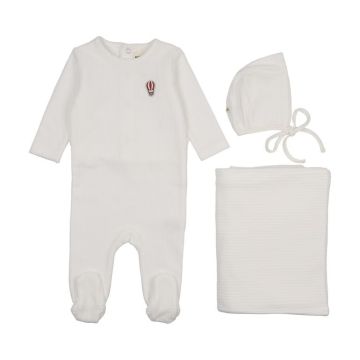 Mema Knits Ribbed Velour Embroidered 3 pc Set 