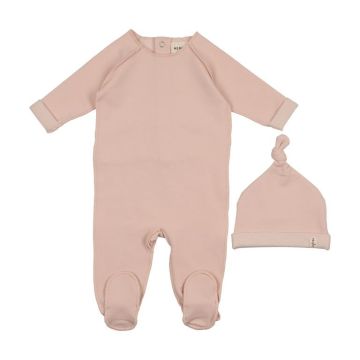 Mema Knits French Terry Top Stitched Footie + Beanie