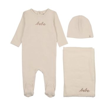 Mema Knits French Terry Embroidered Bebe 3 pc Set