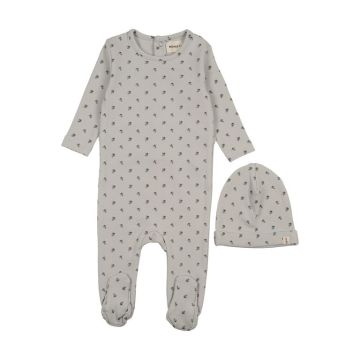 Mema Knits Berry Print Footie+Beanie