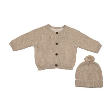 Mema Knits Knit Sherpa Lined Jacket + Pompom Beanie