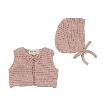 Mema Knits Knit Crop Vest + Bonnet
