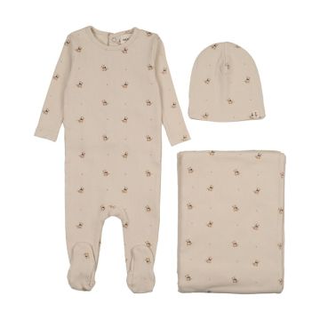 Mema Knits Teddy Bear Print 3 pc Set