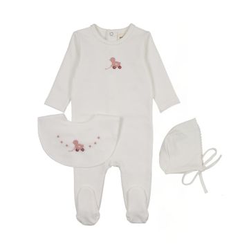 Mema Knits Embroidered Duck Footie+Bonnet 