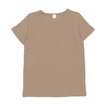 Bopop Denim Snap Tan Ribbed SS Tee