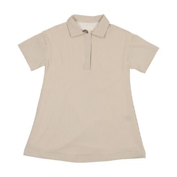 Maniere SEERSUCKER SHORT SLEEVE DRESS, TAN
